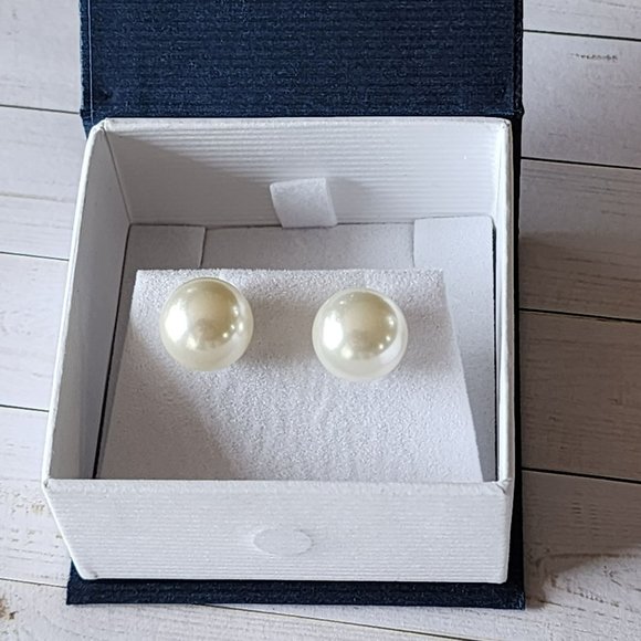 925 Sterling Silver 12mm White Shell Pearl Pendant Necklace And Earrings Set NEW - Picture 9 of 16